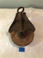 Antique Wooden Pulley By Myers OK H-288 12"L