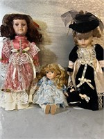 3 vintage porcelain dolls