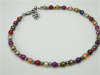925 Silver & Multi-Color Glass Bead Anklet