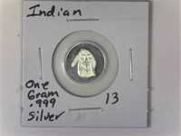 One Gram .999 Silver Round Indian