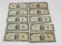 LOT OF 10 $2 RED SEAL NOTES CIR / SOME NICE