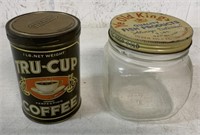 2 pcs- Ye Old Kings Jar & Tru-Cut Coffee Can