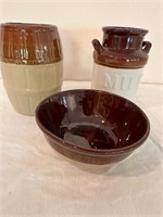 Vintage Ceramic Crocks and Bowl