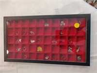 Jewelry Display Case w/ Contents Mostly Sterling