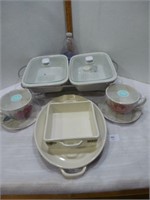 Chaffing Dish /2 Over Sized Tea Cups / Platter