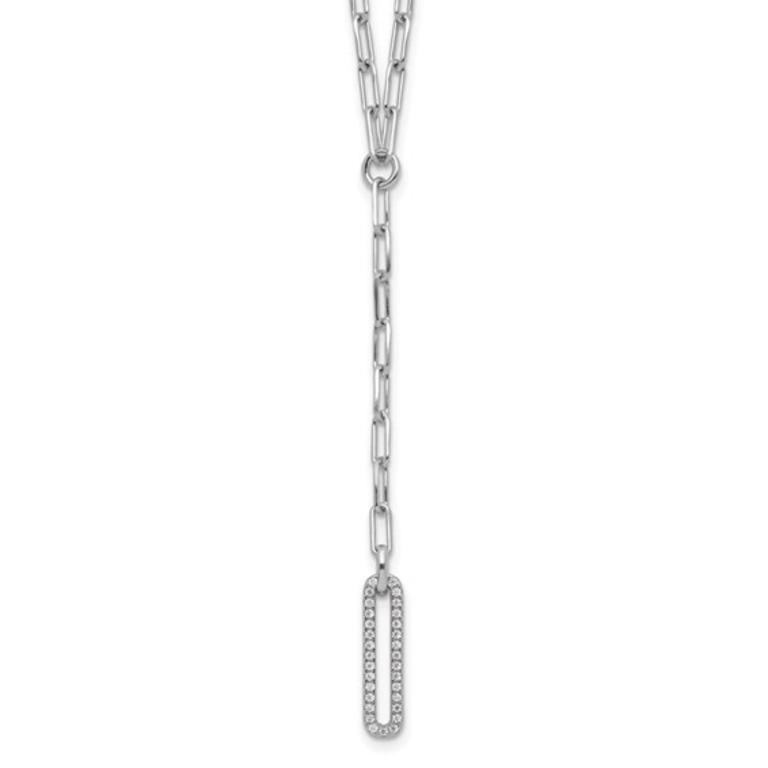 Sterling Silver Paperclip Link Crystal Necklace