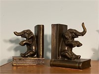 Cast Metal Stamped Elephant Bookends