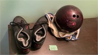 Bowling ball and shoes size 10 1/2