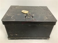 Antique Metal Strong Box Safe with Key