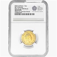 2022 .24oz. Gold G.Britain 1 Sovereign NGC MS69