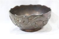 A Chinese or Asian Bronze or Metal Bowl