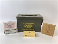 Selection of 45 Caliber Ammo in Metal Ammo Box