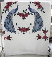 Vintage Hand Stitched Peacock Quilt