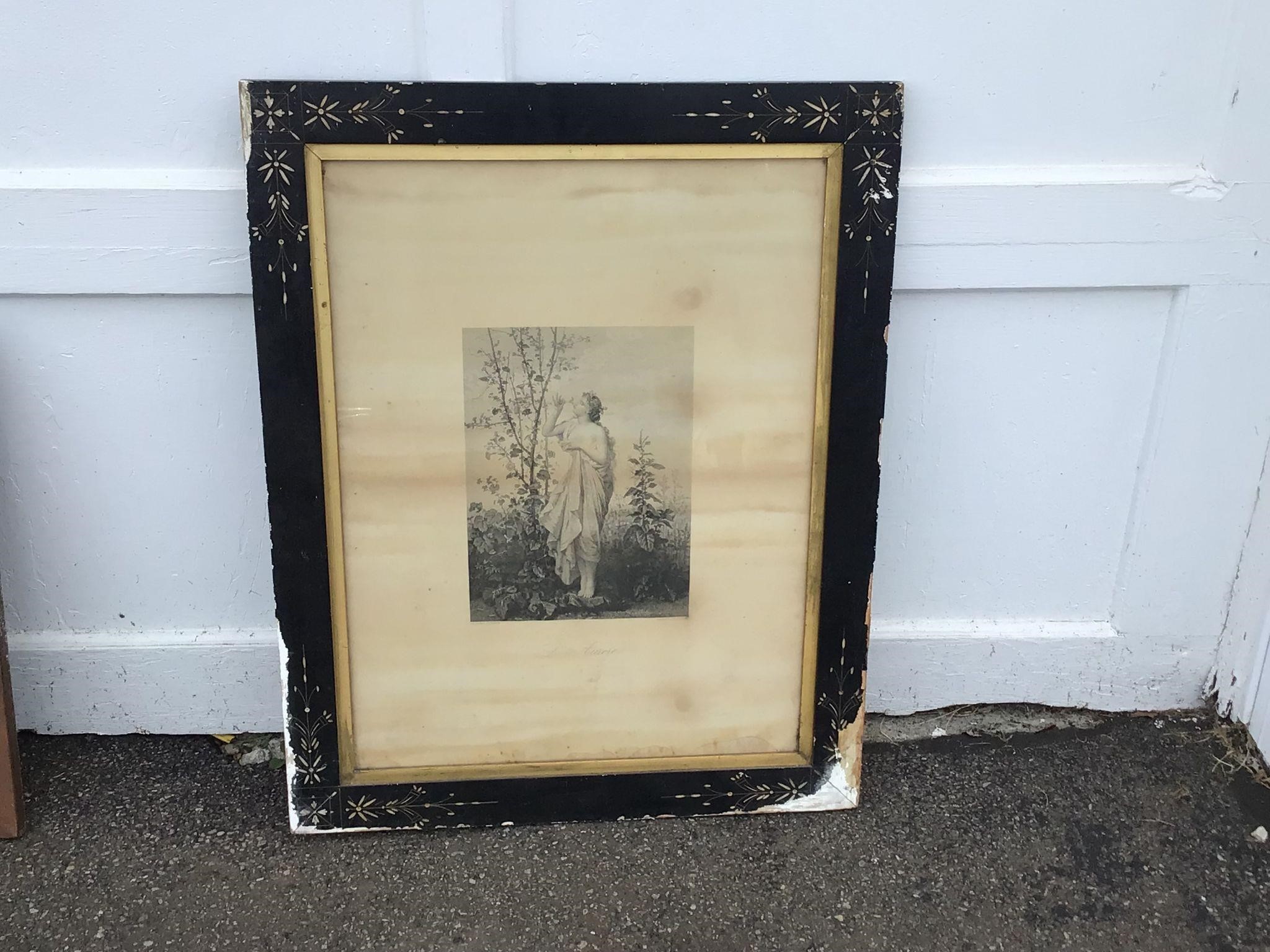 VINTAGE PRINT IN FRAME WITH GLASS