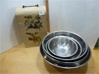 Stainless Bowls / Wine Holder 13" High