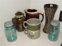 BLUE BALL JARS, PITCHER MARKED USA AND MORE