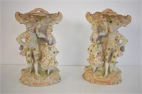 BISQUE FIGURAL VASES 12" MISSING FINGERS AS SHOWN