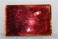 A Handmade Blenko Red or Orange Glass Block