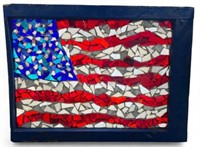 Stained Glass Mosaic Window of American Flag.