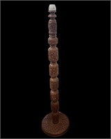 India Carved Floral Floor Lamp.