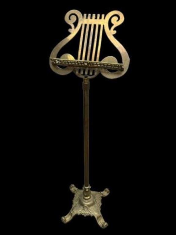 Lyre Design Brass Music Stand.