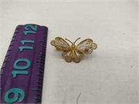 .800 Marked Silver & Gold Color Butterfly Brooch
