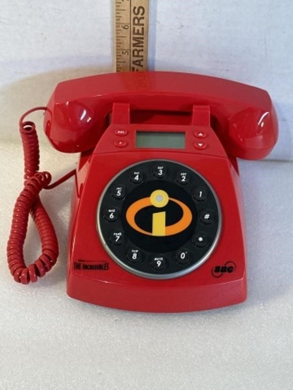 Disney Incredibles Red Push Button Desk Phone For