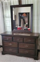 Wooden Dresser & Mirror