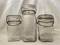 Set of 3 vintage Royal glass jars