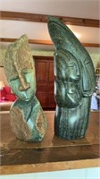 Two carved stone sculptures, one signed on the