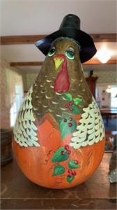 Painted turkey gourd, measures about 15 inches