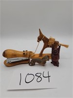 Vintage Wood Carvings-Donkey, Dogs, Buddha, etc