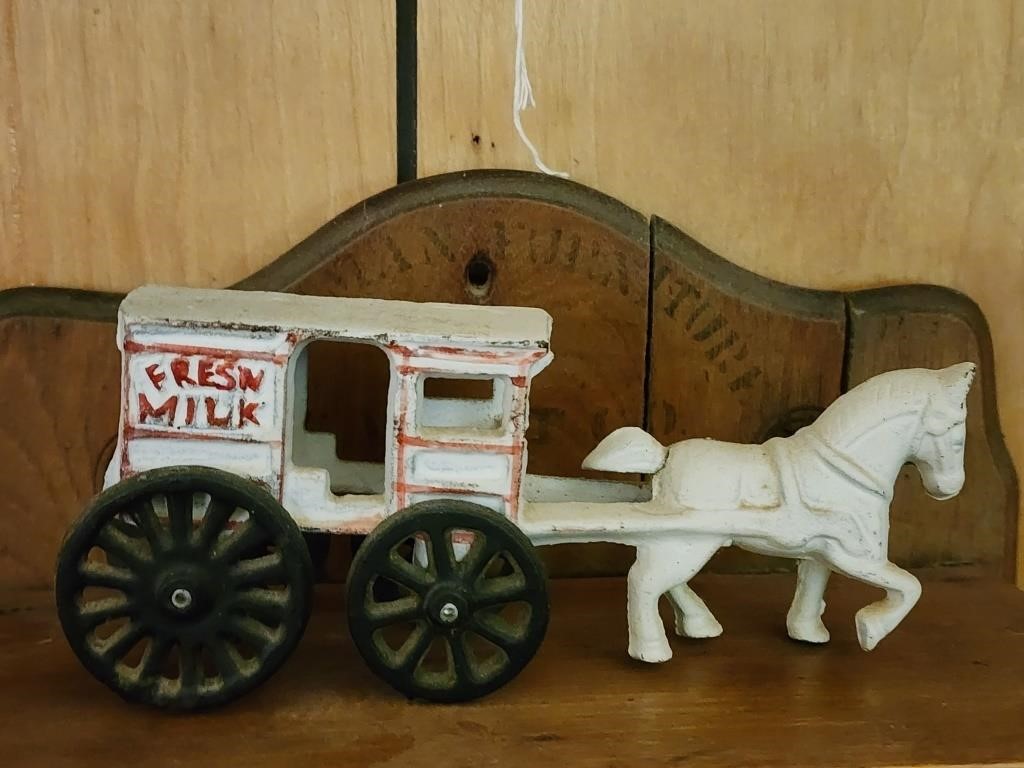 Repo Cast Iron Milk Horse and Buggy