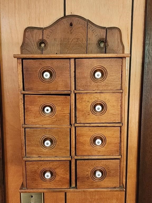 Antique Wooden 8 Drawer Spice Cabinet