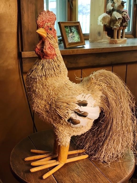 Wooden & Straw Decorative Rooster