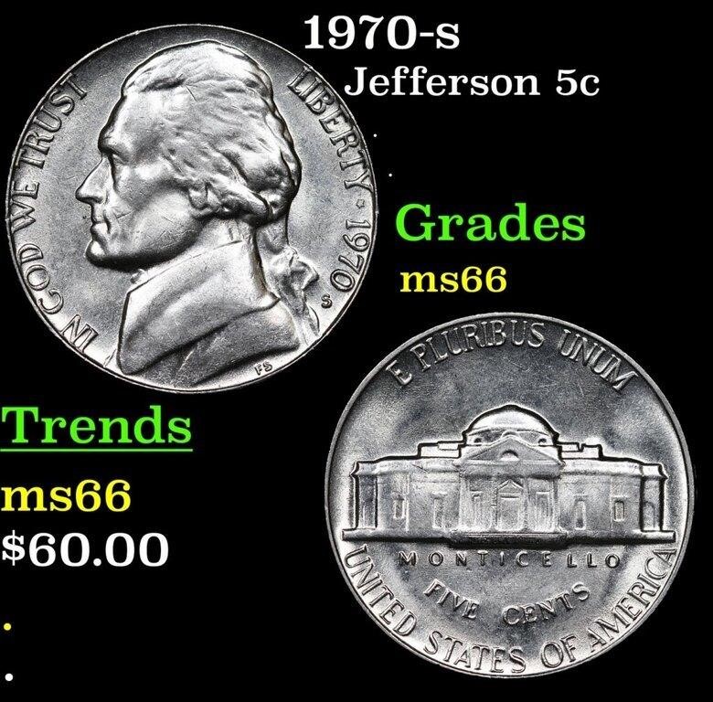 1970-s Jefferson Nickel 5c Grades GEM+ Unc