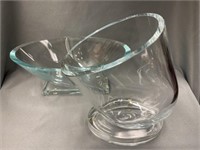 (2) Unsigned Art Crystal Center Bowls