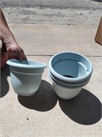 4 Light Blue 8" Planters  "Ariana"