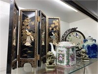 Contemporary Oriental Porcelain and Divided Screen