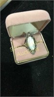 Large Sterling & opal(?) ring with box