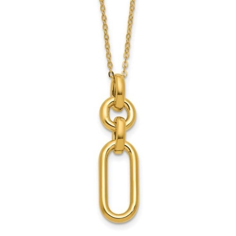 14K Polished Fancy Dangling Mixed Links Necklace