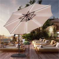 BLUU 10 FT Patio Offset Umbrella Cream Beige