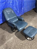 Green swivel recliner comes with footstool
