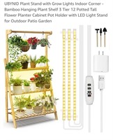 NEW 3 Tier Bamboo Plant Stand w/ LED Grow