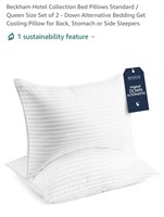Set of 2 Queen Size Bed Pillows, Beckham Hotel