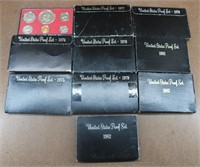 10 United States Proof Sets 1973-75/ 1977-82