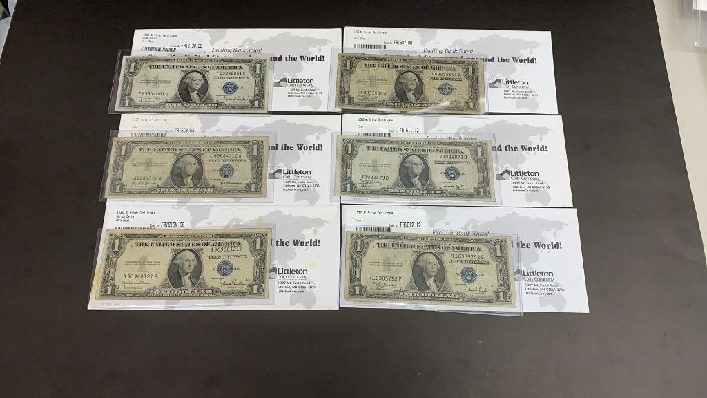 Currency: (6) 1935 $1 Silver Certificate Notes