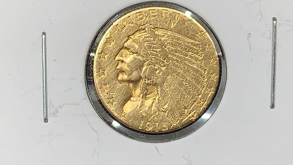 Gold: 1915 $2.50 Indian Head Gold Coin