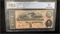 Currency: PCGS AU55 1864 $5 Confederate States of