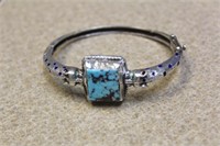 Silver and Turquoise Bangle Bracelet